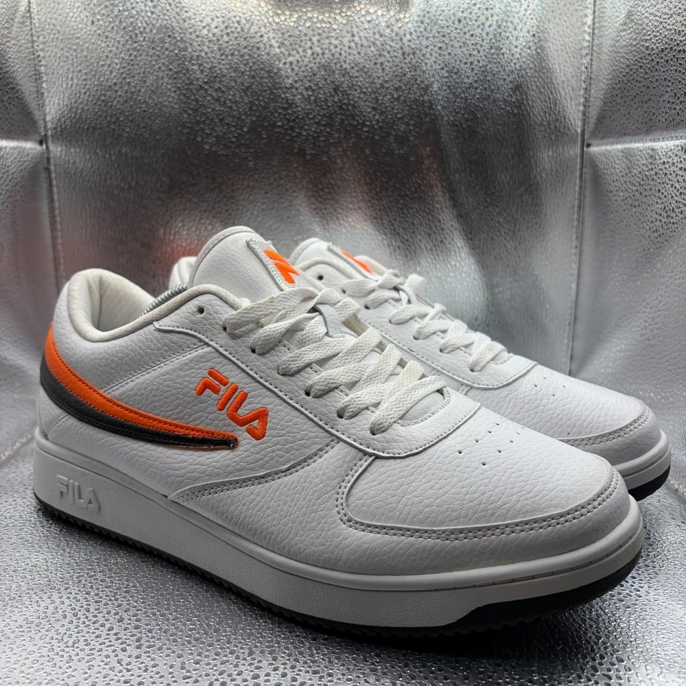 Size 11 Fila A-Low White Orange Mens Leather Athletic Sneaker Shoes 1CM00551-114